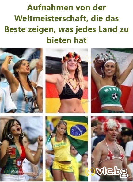 Aufnahmen von der Weltmeisterschaft, die das Beste zeigen, was jedes Land zu bieten hat