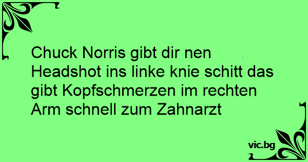 Chuck Norris gibt dir nen Headshot ins linke knie schitt das gibt