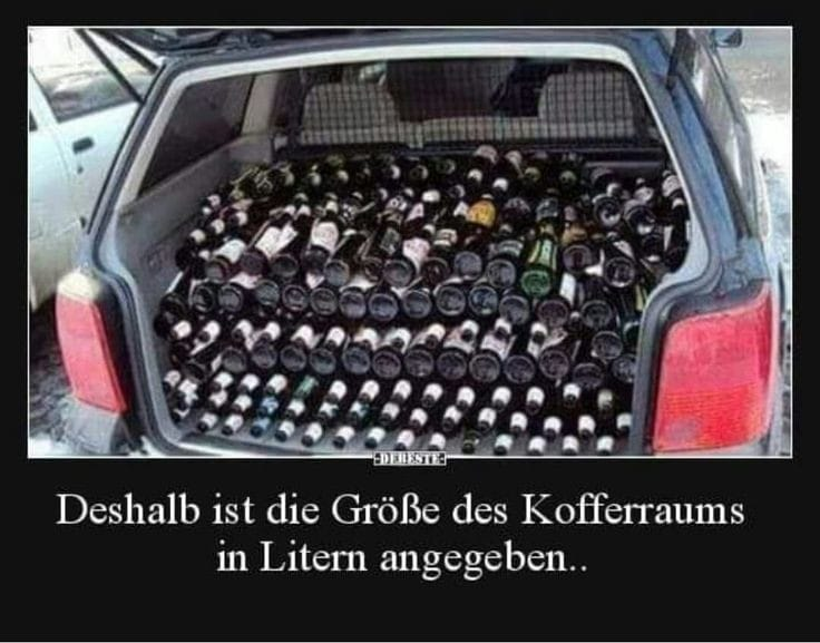 Deshalb ist die Größe des Kofferraums in Litern angegeben..