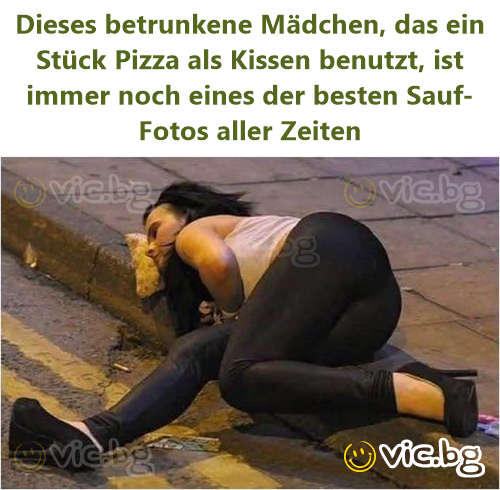 Dieses betrunkene Mädchen, das ein Stück Pizza als Kissen benutzt, ist immer noch eines der besten Sauf-Fotos aller Zeiten