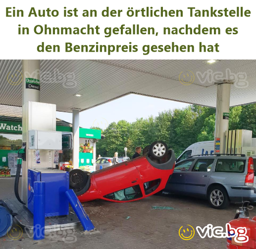 Ein Auto ist an der örtlichen Tankstelle in Ohnmacht gefallen, nachdem es den Benzinpreis gesehen hat