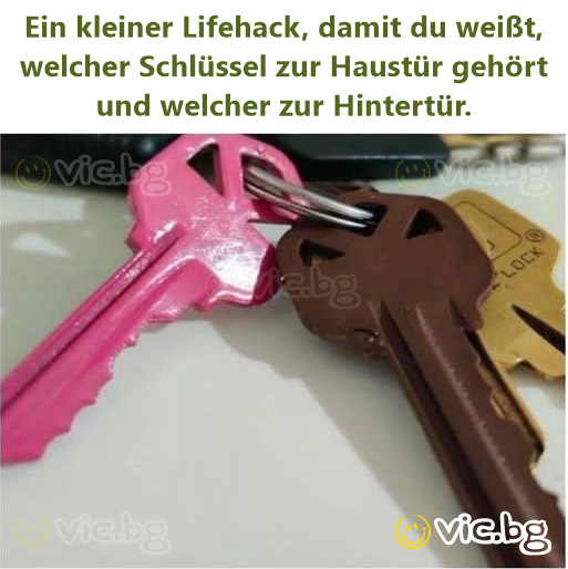 Ein kleiner Lifehack, damit du weißt, welcher Schlüssel zur Haustür gehört und welcher zur Hintertür.