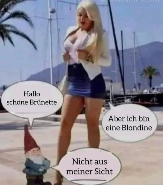 Hallo schöne Brünette. Aber ich bin eine Blondine. Nicht aus meiner Sicht.