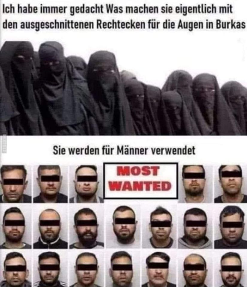 Ich habe immer gedacht. Was machen sie eigentlich mit den ausgeschnittenen Rechtecken für die Augen in Burkas Sie werden für Männer verwendet