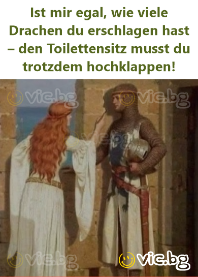 Ist mir egal, wie viele Drachen du erschlagen hast – den Toilettensitz musst du trotzdem hochklappen!