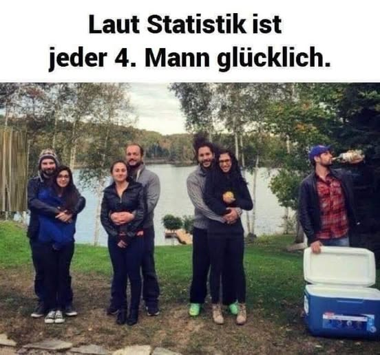 Laut Statistik ist jeder 4. Mann glücklich.