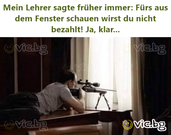 Mein Lehrer sagte früher immer: Fürs aus dem Fenster schauen wirst du niсhт bezahlt! Ja, klar...