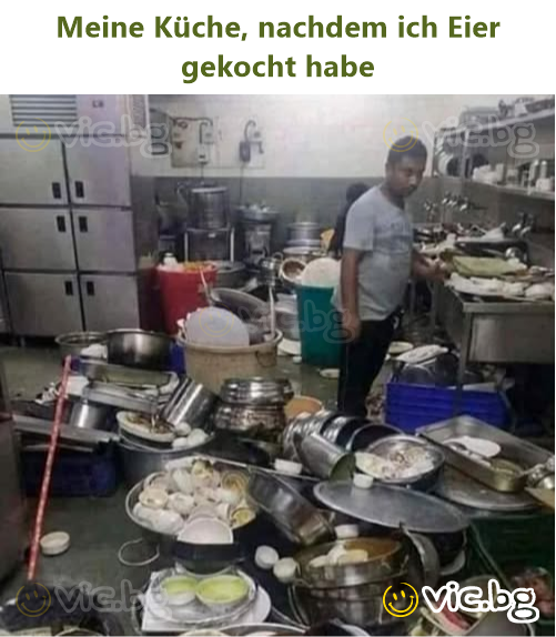Meine Küche, nachdem ich Eier gekocht habe