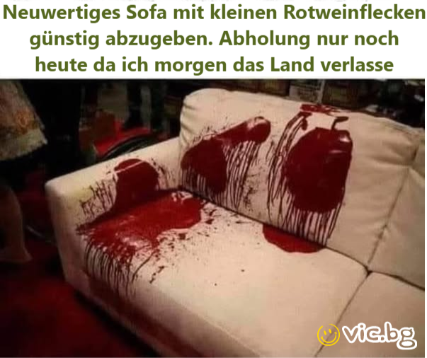 Neuwertiges Sofa mit kleinen Rotweinflecken günstig abzugeben. Abholung nur noch heute da ich morgen das Land verlasse