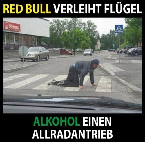 Red bull verleiht flügel alkohol einen allradantrieb