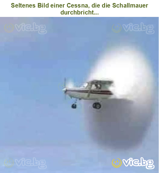 Seltenes Bild einer Cessna, die die Schallmauer durchbricht...