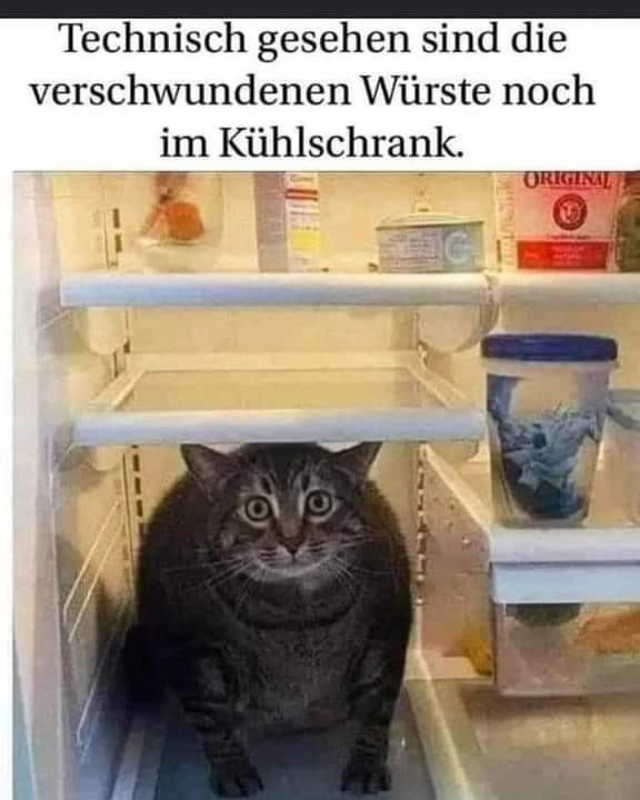 Technisch gesehen sind die verschwundenen Würste noch im Kühlschrank.