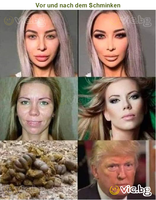 Vor und nach dem Schminken