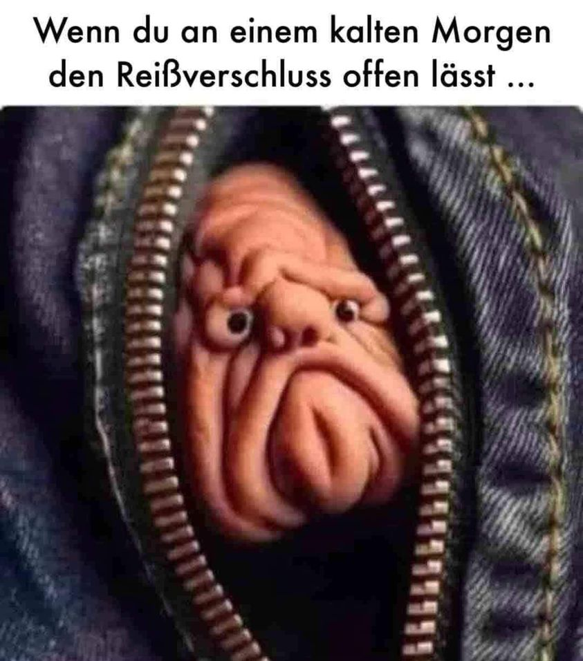 Wenn du an einem kalten Morgen den Reißverschluss offen lässt ...