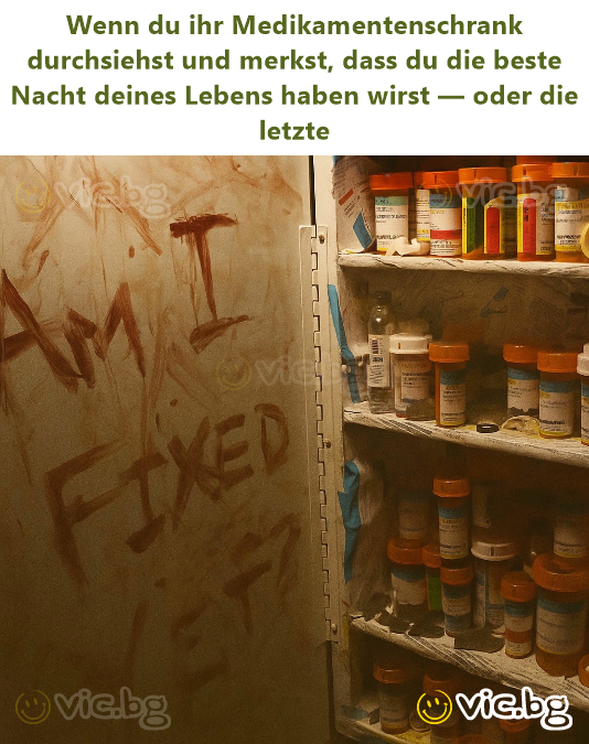 Wenn du ihr Medikamentenschrank durchsiehst und merkst, dass du die beste Nacht deines Lebens haben wirst — oder die letzte