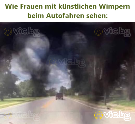Wie Frauen mit künstlichen Wimpern beim Autofahren sehen: