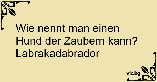 Wie nennt man einen Hund der Zaubern kann? Labrakadabrador