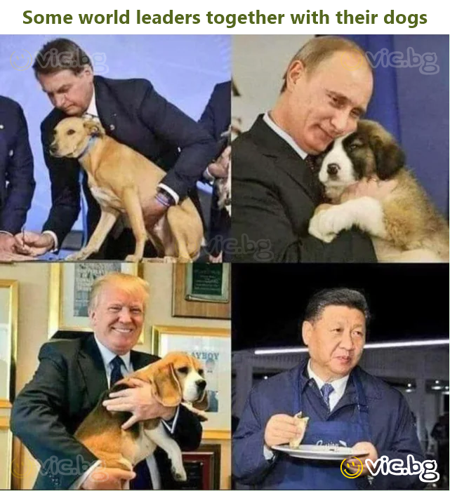 Daži pasaules līderi kopā ar saviem suņiem