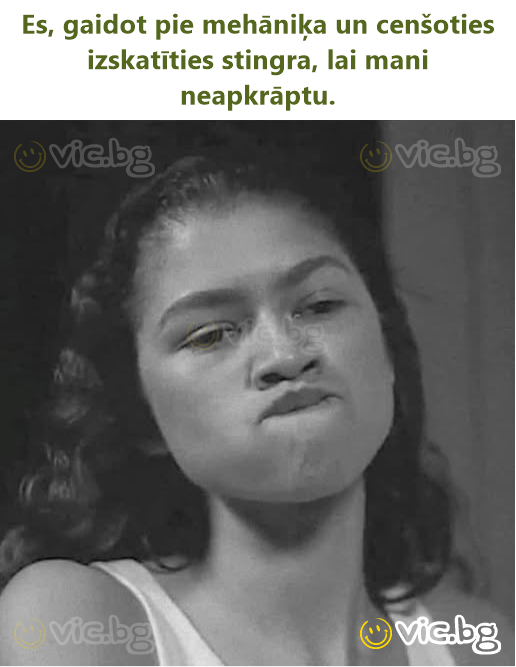 Es, gaidot pie mehāniķa un cenšoties izskatīties stingra, lai mani neapkrāptu.