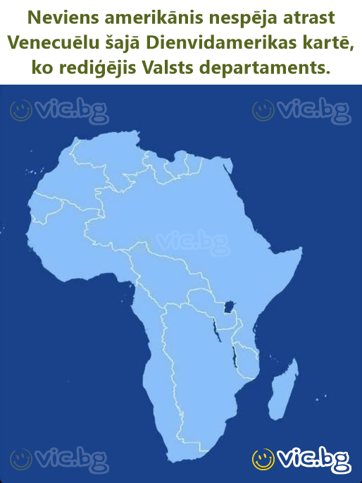 Neviens amerikānis nespēja atrast Venecuēlu šajā Dienvidamerikas kartē, ko rediģējis Valsts departaments.