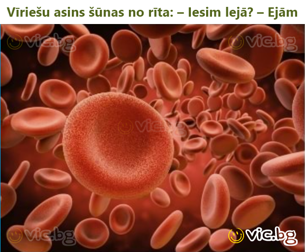 Vīriešu asins šūnas no rīta: – Iesim lejā? – Ejām