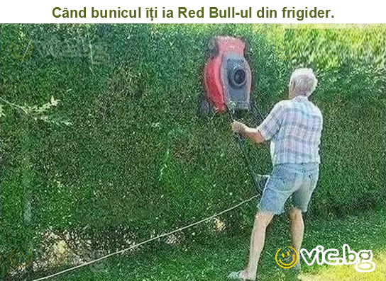 Când bunicul îți ia Red Bull-ul din frigider.