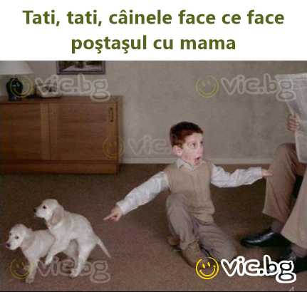 Tati, tati, câinele face ce face poştaşul cu mama