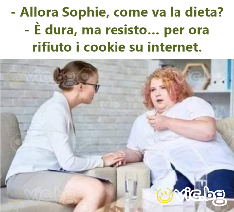 - Allora Sophie, come va la dieta? - È dura, ma resisto… per ora rifiuto i cookie su internet.