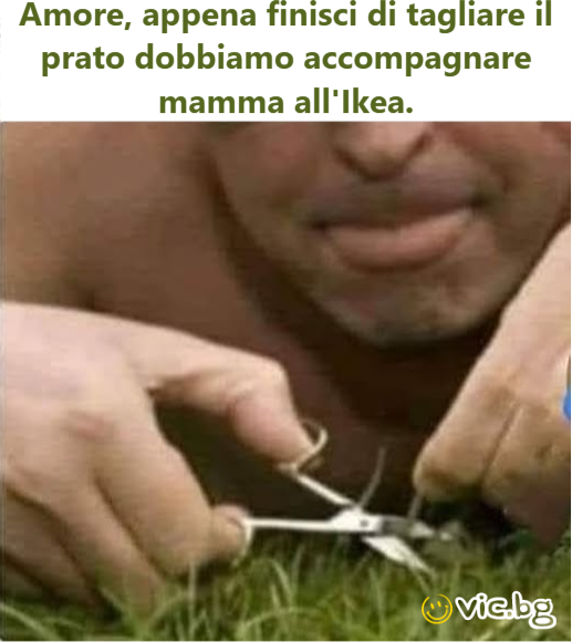 Amore, appena finisci di tagliare il prato dobbiamo accompagnare mamma all'Ikea.