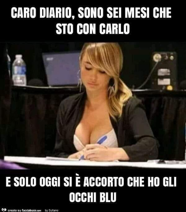 Caro diario, sono sei mesi che sto con carlo e solo oggi si è accorto che ho gli occhi blu