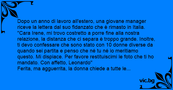 Dopo Un Anno Di Lavoro All Estero Una Giovane Manager Riceve La Lettera Dal Suo Fidanzato Che E Rimasto In Italia