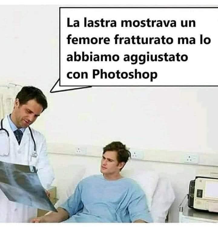La lastra mostrava un femore fratturato ma 10 abbiamo aggiustato con Photoshop