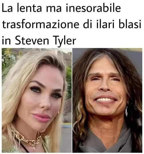 La lenta ma inesorabile trasformazione di Ilary Blasi in Steven Tyler