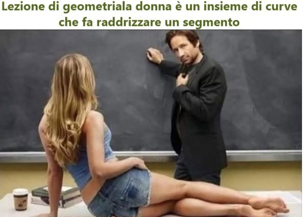 Lezione di geometriala donna è un insieme di curve che fa raddrizzare un segmento