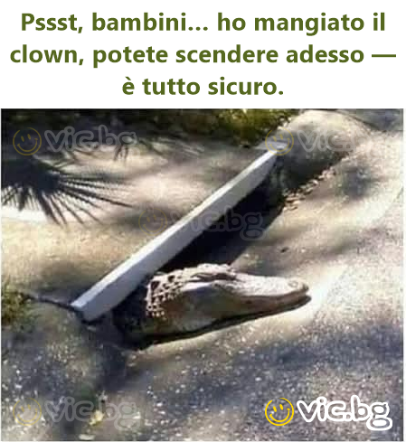 Pssst, bambini… ho mangiato il clown, potete scendere adesso — è tutto sicuro.