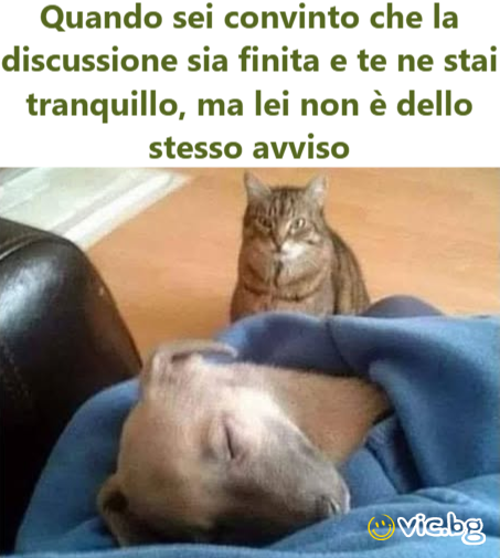Quando sei convinto che la discussione sia finita e te ne stai tranquillo, ma lei non è dello stesso avviso