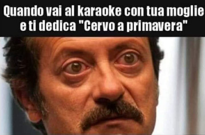 Quando vai al karaoke con tua moglie e ti dedica "Cervo a primavera"