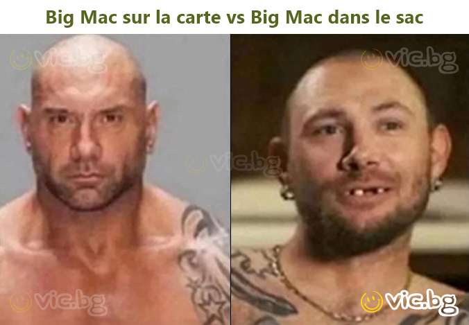 Big Mac sur la carte vs Big Mac dans le sac