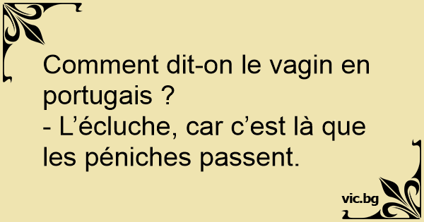 Comment Dit On Le Vagin En Portugais L Ecluche Car C Est La Que Les Peniches Passent