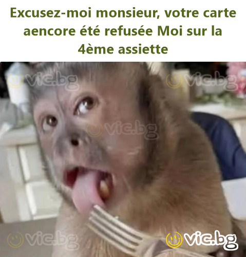 Excusez-moi monsieur, votre carte aencore été refusée Moi sur la 4ème assiette