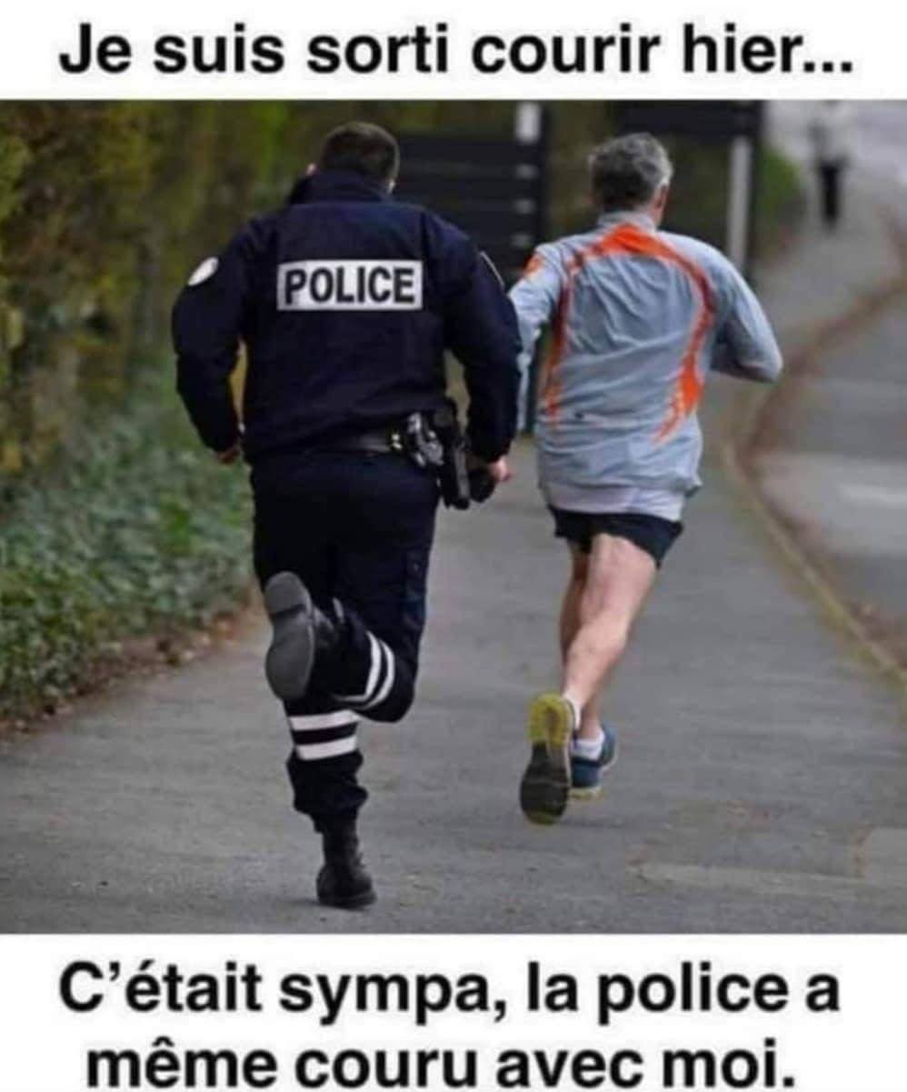 Je suis sorti courir hier... C'etait sympa, Ia police а mёmе соuru avec moi.