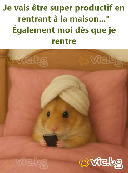 Je vais être super productif en rentrant à la maison..." Également moi dès que je rentre