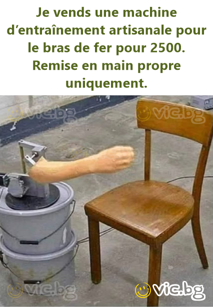 Je vends une machine d’entraînement artisanale pour le bras de fer pour 2500. Remise en main propre uniquement.