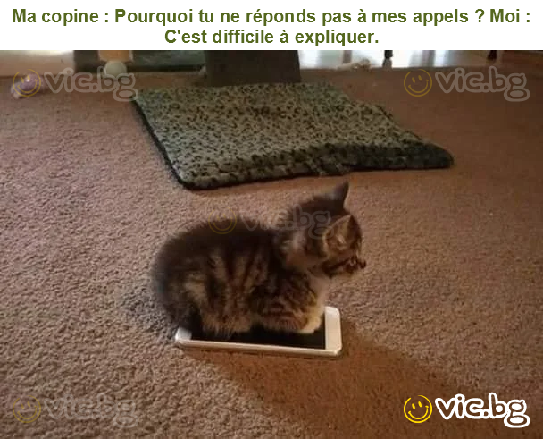 Ma copine : Pourquoi tu ne réponds pas à mes appels ? Moi : C'est difficile à expliquer.
