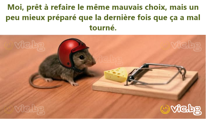 Moi, prêt à refaire le même mauvais choix, mais un peu mieux préparé que la dernière fois que ça a mal tourné.