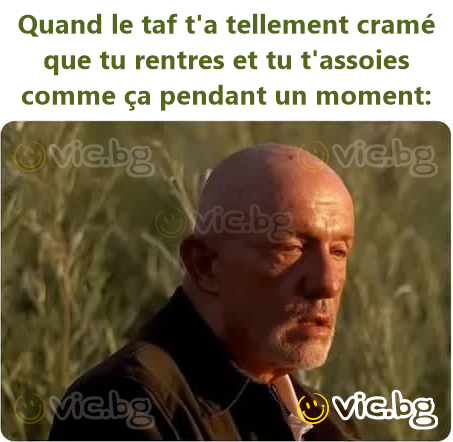 Quand le taf t'a tellement cramé que tu rentres et tu t'assoies comme ça pendant un moment: