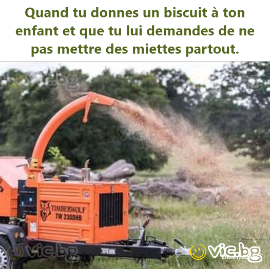 Quand tu donnes un biscuit à ton enfant et que tu lui demandes de ne pas mettre des miettes partout.