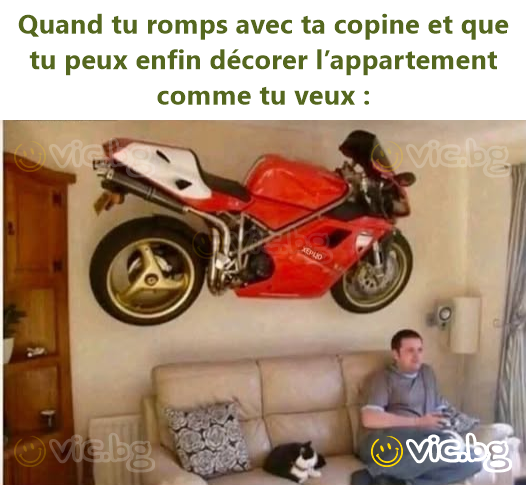 Quand tu romps avec ta copine et que tu peux enfin décorer l’appartement comme tu veux :