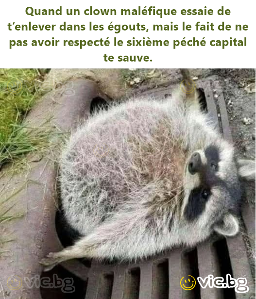 Quand un clown maléfique essaie de t’enlever dans les égouts, mais le fait de ne pas avoir respecté le sixième péché capital te sauve.