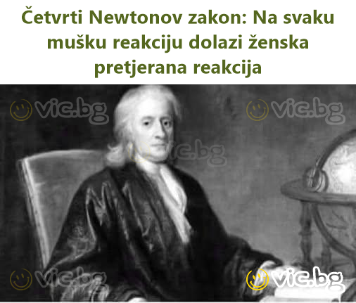Quatrième loi de Newton : Pour chaque réaction masculine, il y a une surréaction féminine